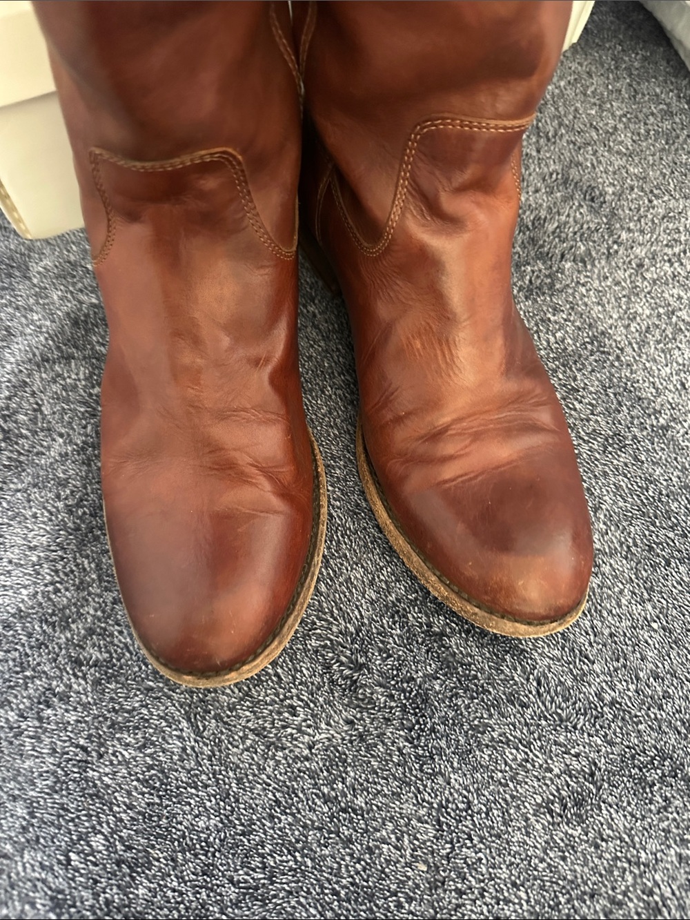 Frye Chestnut Brown Leather Pull-On Riding Boots - Picture 3 of 7